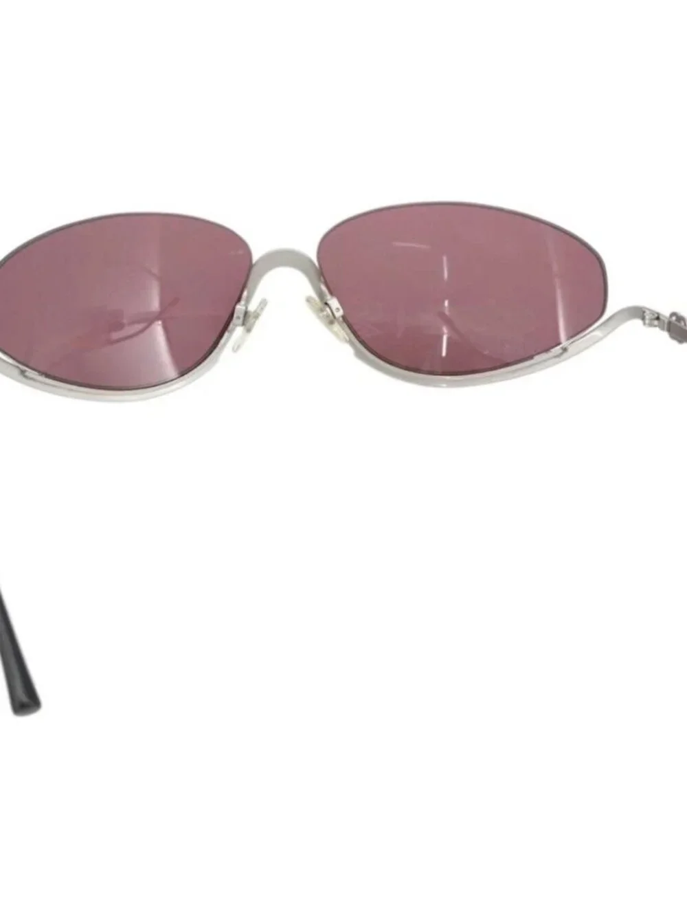 CHANEL COCO Mark Sunglasses metal Silver tone 4004 CC Auth BAZ737